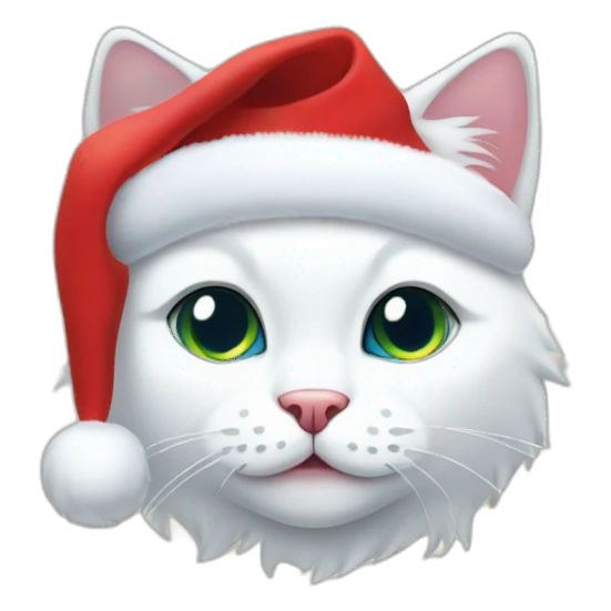 christmas white kitty in red hat sticker