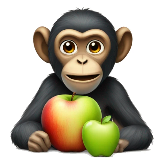 monkey with apple sticker