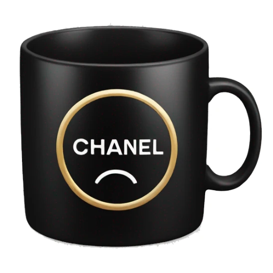 Black mug with chanel sign on  sticker