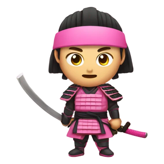 Pink Japanese samurai fighter sticker