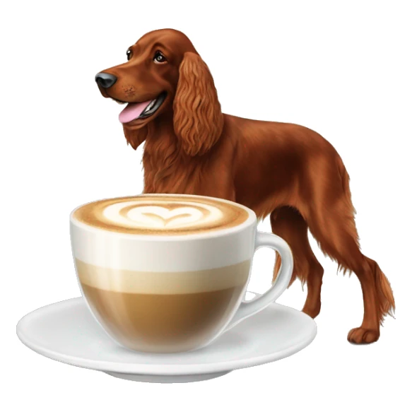 Happy Irish setter with cappuccino  sticker