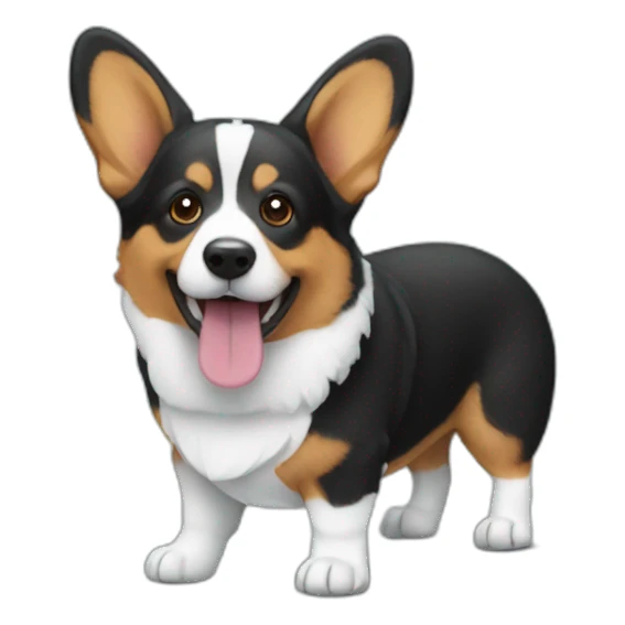 Corgi negro con un pez sticker