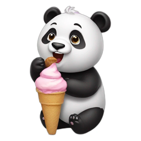 Panda eating ice cream sticker