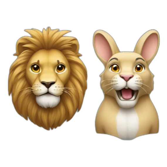 Lapin et lion sticker