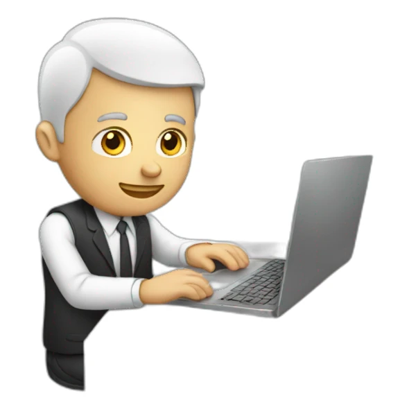 white man working with laptop sticker