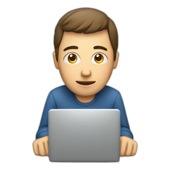 person with a computer sticker