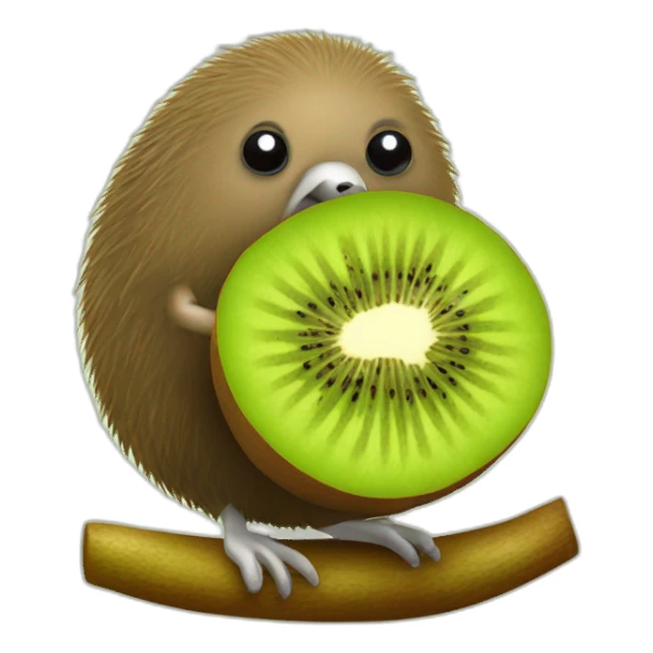 kiwi fruit sitting on a kiwi bird sticker