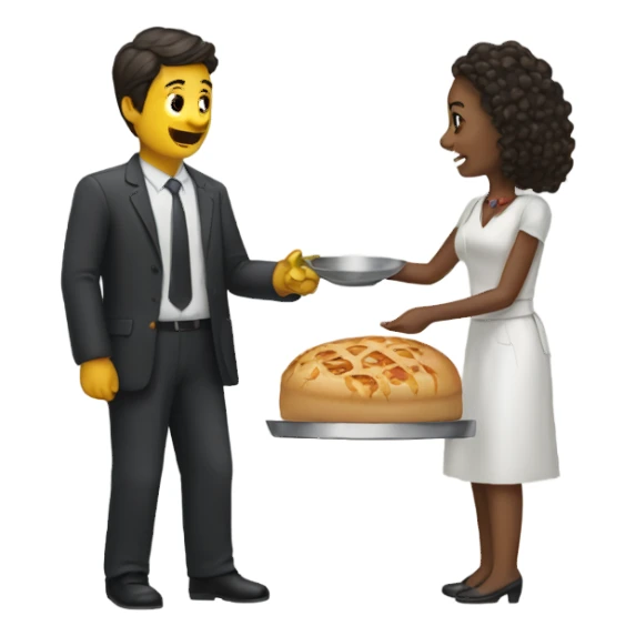 A man serves a woman sticker