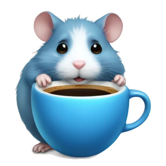 Blue hamster with coffee cup sticker