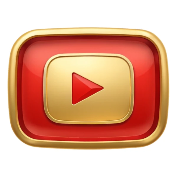 youtube golden play button with red edges sticker