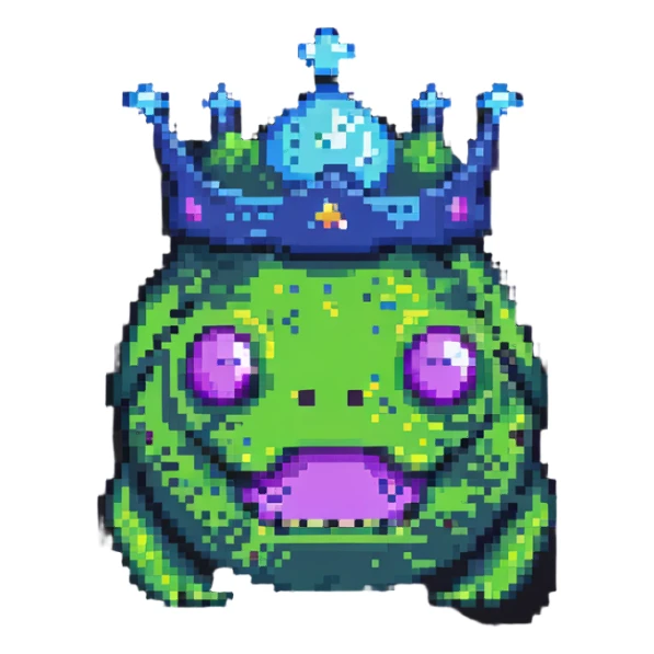 slime monster wearing a simple round crown sticker