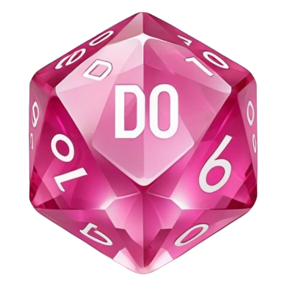  crystal gemstone d20 dice gold pink sticker