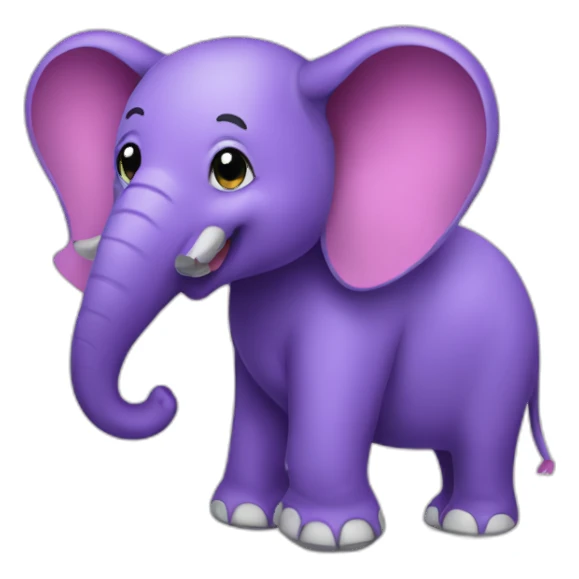 a purple elephant with a footbal sticker