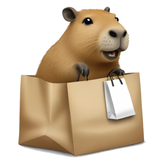 Capybara with a white and black shopping bag sticker