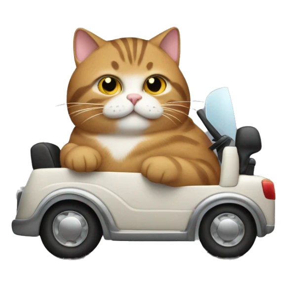 fat tabby cat driving sticker