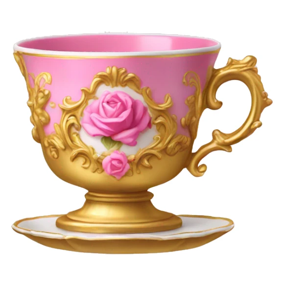 Gold and pink rococo tea cup sticker