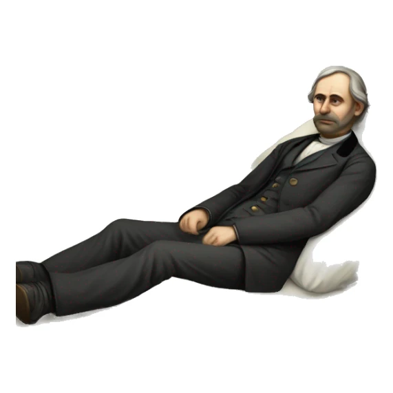 A sick man on a bed in 1870 sticker