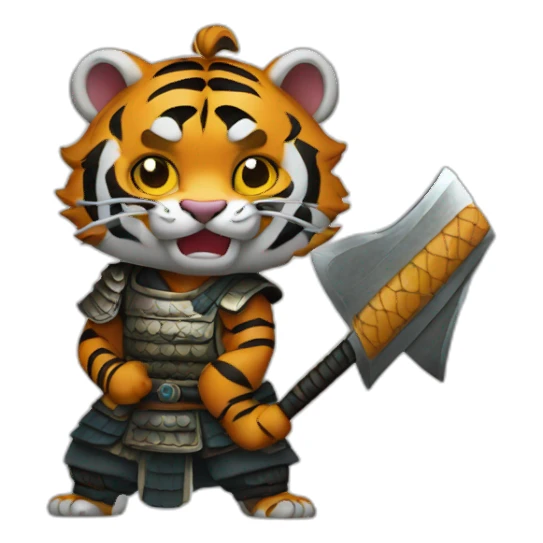Tiger samurai holding axe sticker