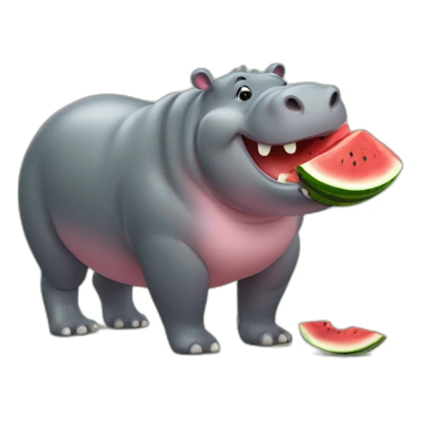Hippopotamus eating watermelon sticker