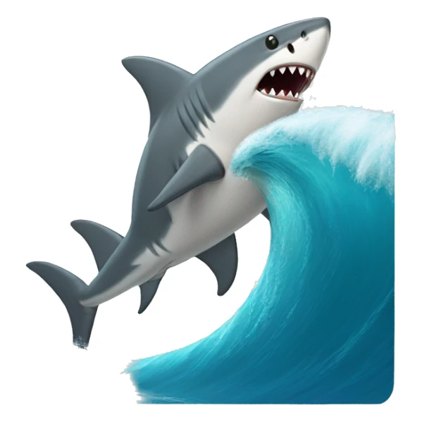 Shark surfing a tsunami sticker