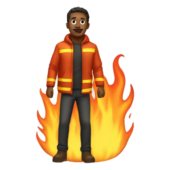 man standing in fire sticker