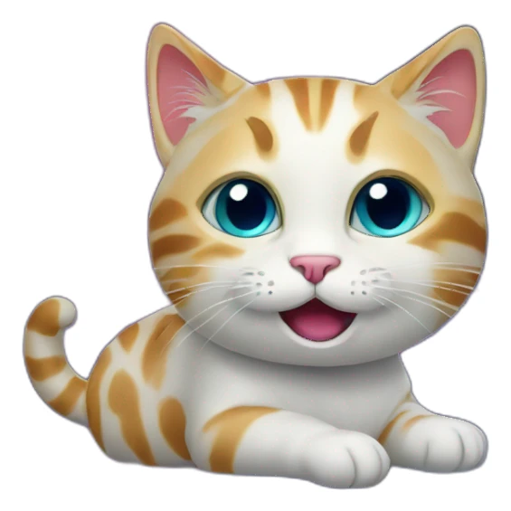 little cat in cosmic space with surprising face sticker