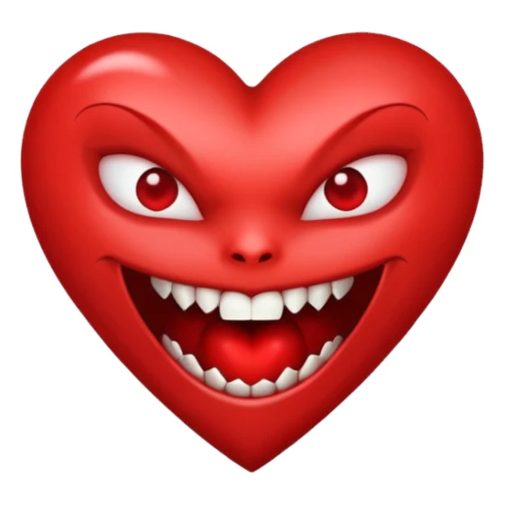 heart vampire fangs no eyes sticker