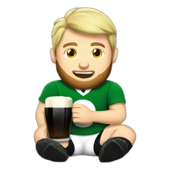 Drunk irish rugby player drinking guiness sticker