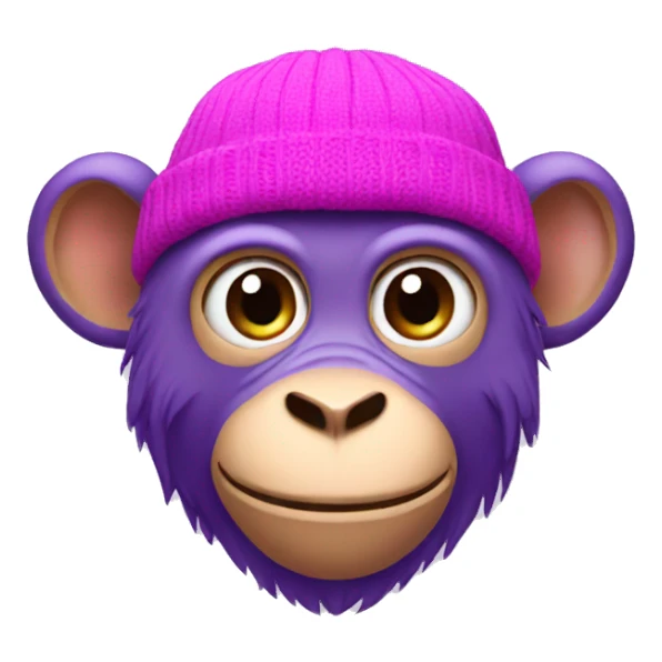 purple monkey with pink beanie sticker