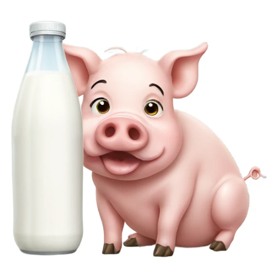 Pig eating some milk sticker