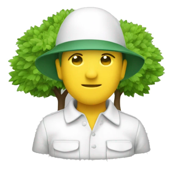 gardener pith helmet jacket white green trees  sticker