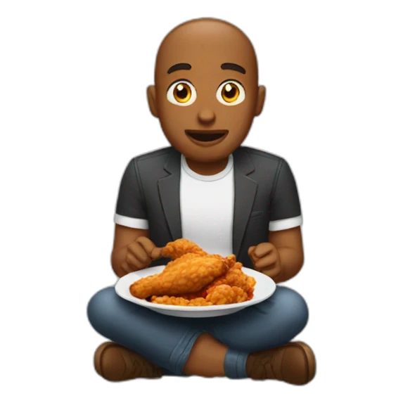 man eating fried chicken sticker