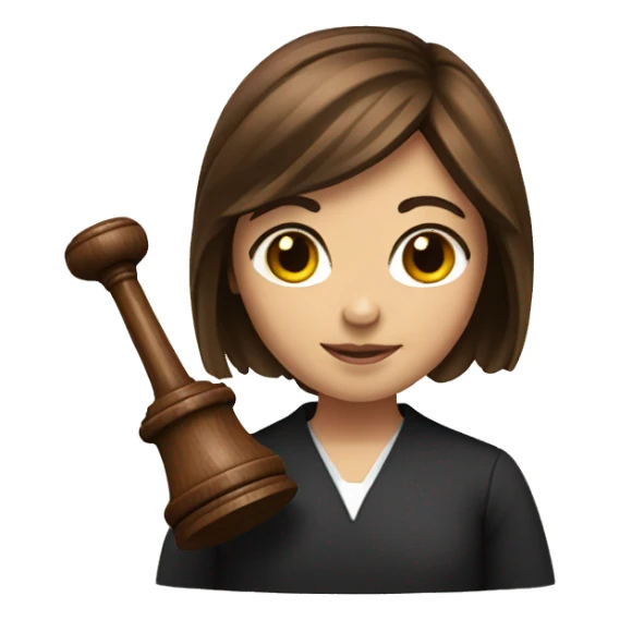 Brown haired girl with gavel sticker