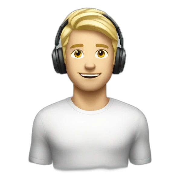 blond guy with headphones in the studio sticker