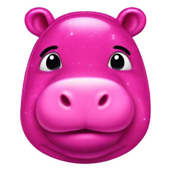 Hot pink hippo with glitter  sticker