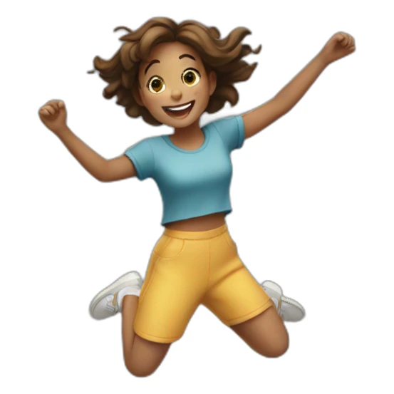 girl smiling and jumping sticker