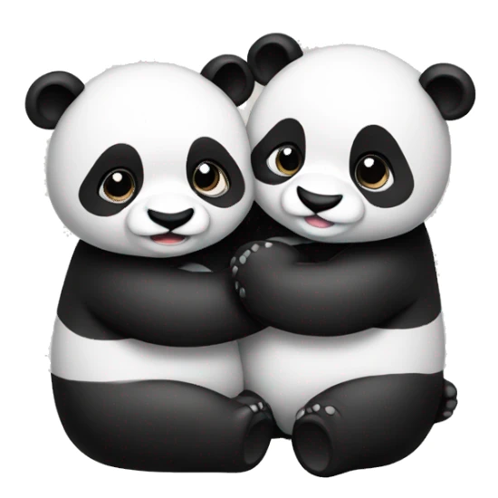 Two pandas hugging sticker