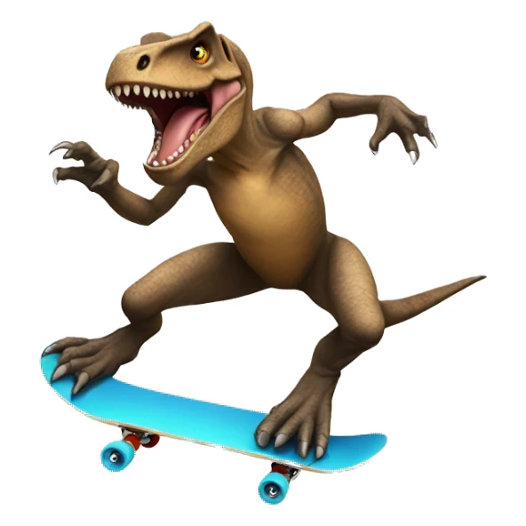 Trex doing a kick flip on a skateboard  sticker