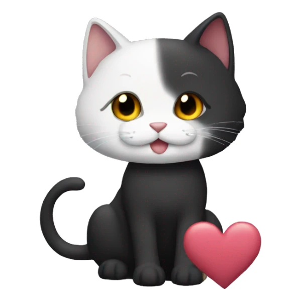 black cait with a heart  sticker