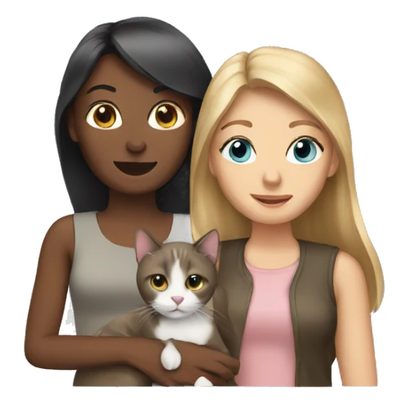 two women with a cat sticker