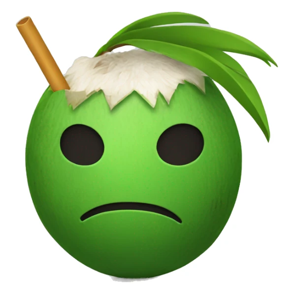 a green coconut with a straw on it sticker