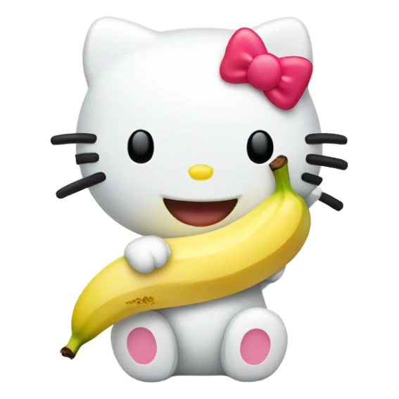 hello kitty eating a banana sticker