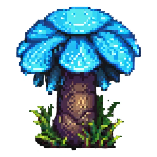 bioluminescent mushroom pixel art sticker