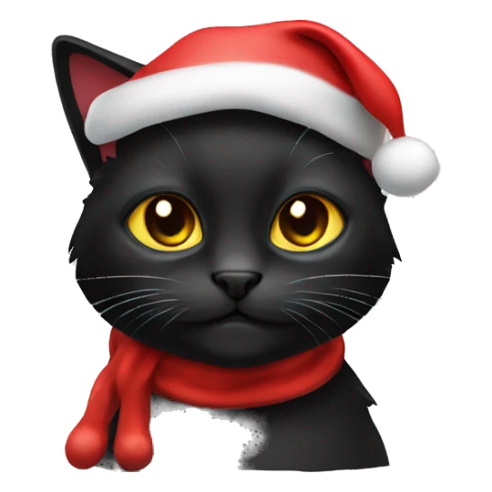 Black cat with a Santa hat sticker