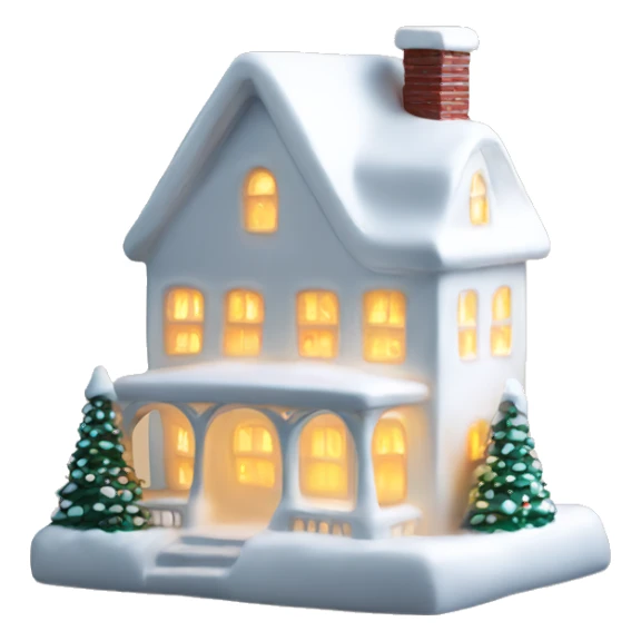White ceramic Christmas house with light sticker