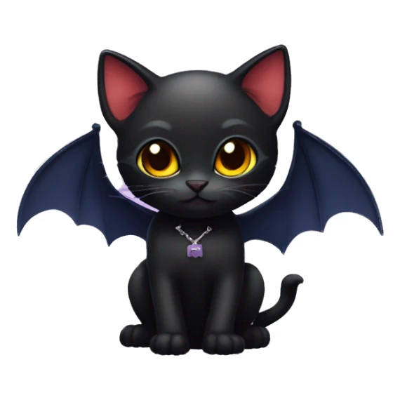 Cute black vampire cat with bat wings sticker