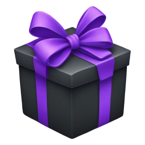 Black present with purple bow sticker