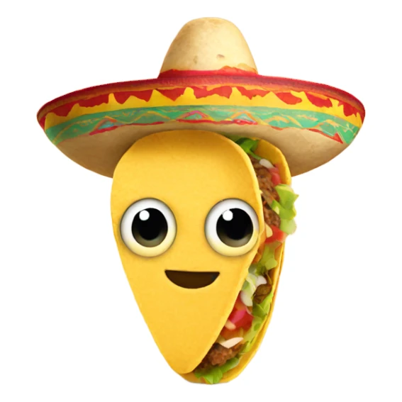 Taco wearing a sombrero sticker