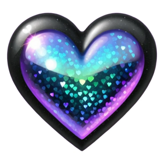 black sparkle heart sticker