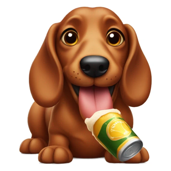 Sausage dog with a beer sticker